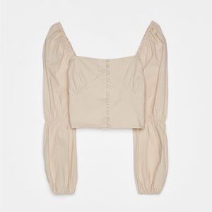 Bershka Beige Button Front Top